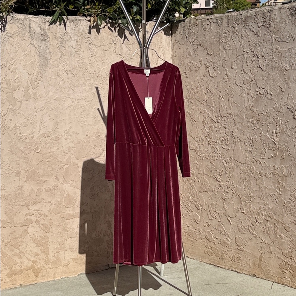 a new day Long Sleeve Burgundy Dress